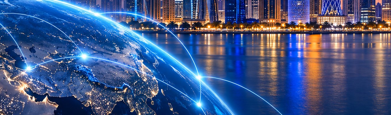 Doha silueti ve küresel bağlantı ağı