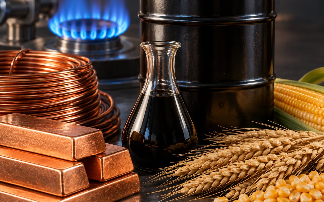 Enerji ve tarım emtialarını gösteren görsel